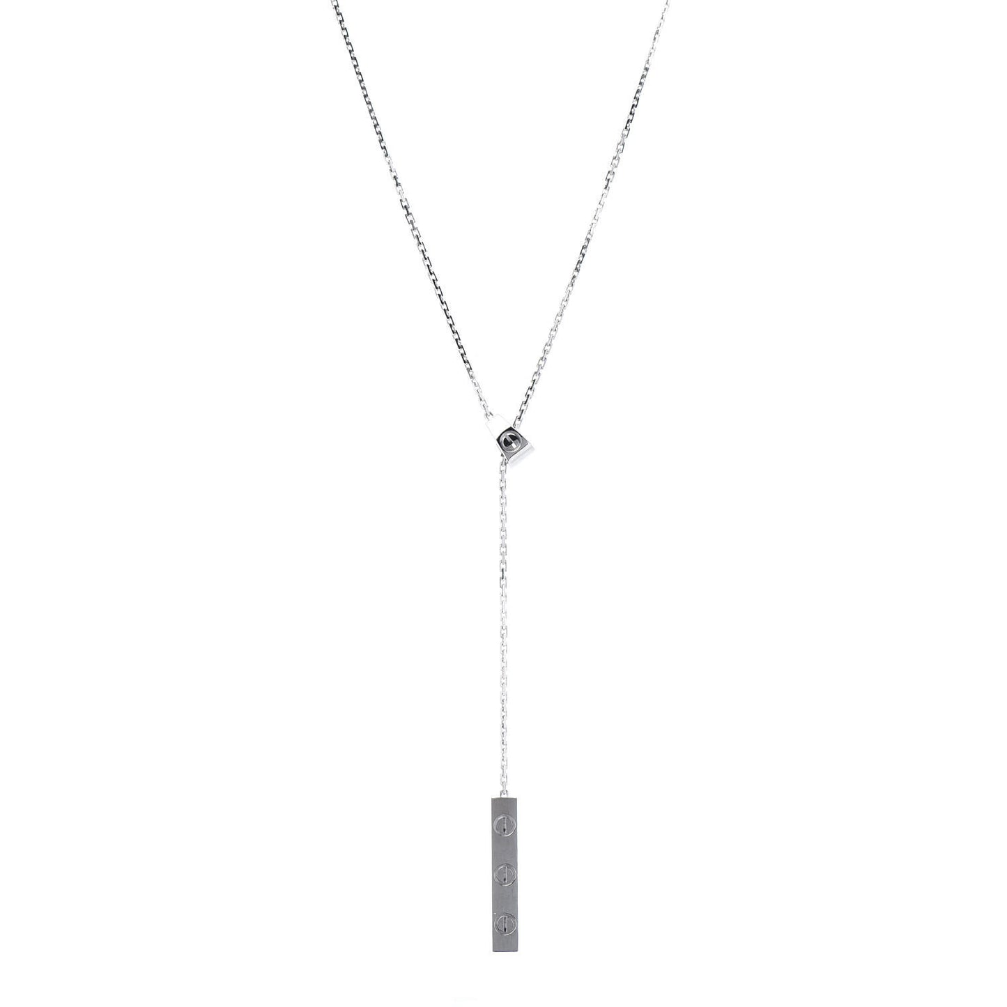 18K White Gold LOVE Lariat Necklace