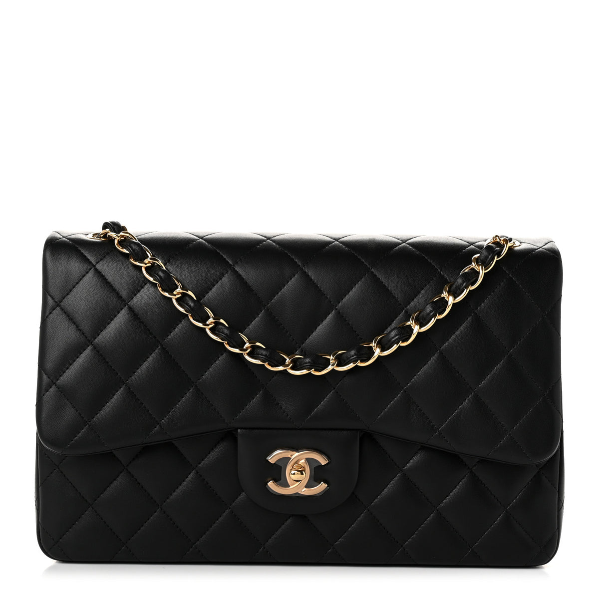 Chanel Lambskin Quilted Jumbo Double Flap Black 1 of 11