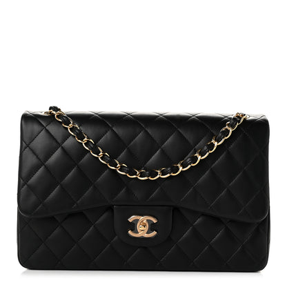 Chanel Lambskin Quilted Jumbo Double Flap Black 1 of 11