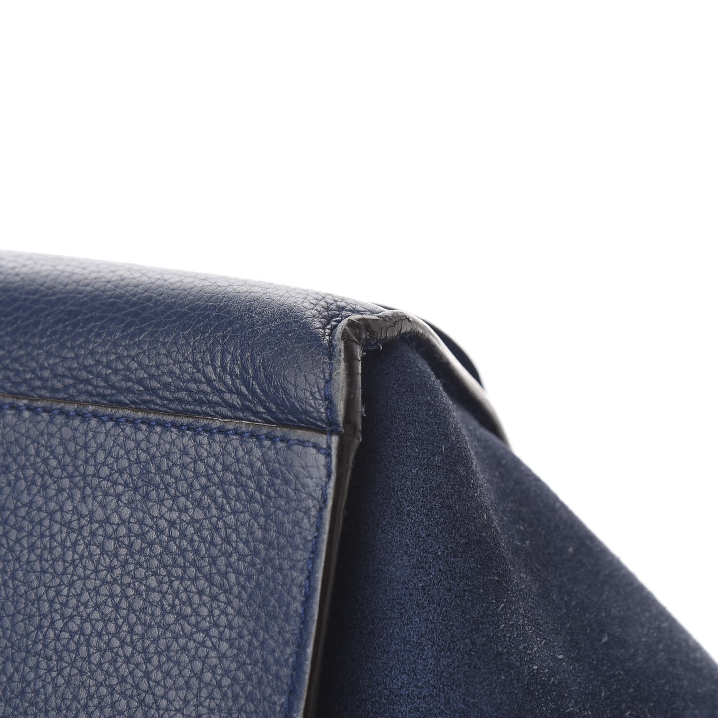 Drummed Calfskin Suede Large Trapeze Navy