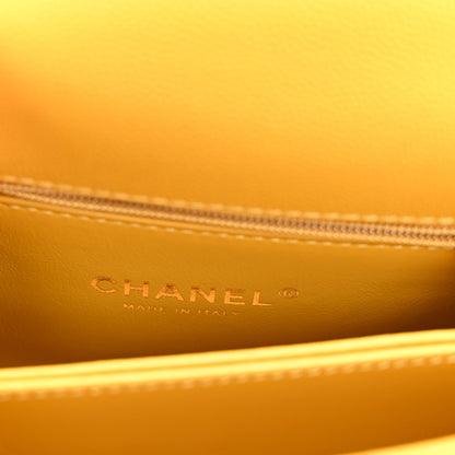 Chanel Caviar Quilted Extra Mini Coco Handle Flap Yellow 6 of 10