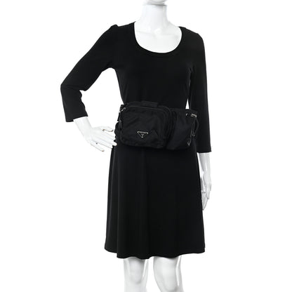 Prada Nylon Metal Triple Pocket Belt Bag Black 2 of 11