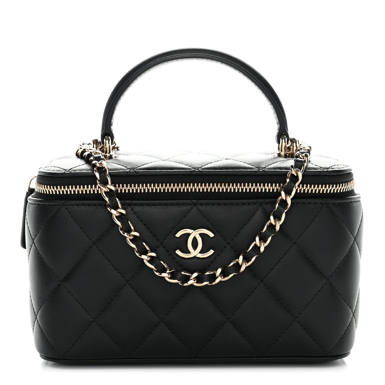 Chanel Lambskin Quilted Small Top Handle Vanity Case With Chain Black 1 of 11