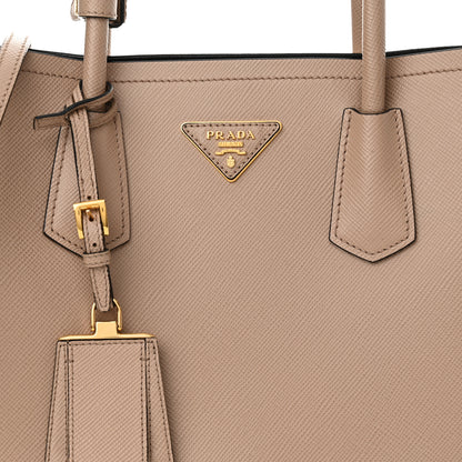 Prada Saffiano Cuir Medium Double Bag Cammeo Black 7 of 16