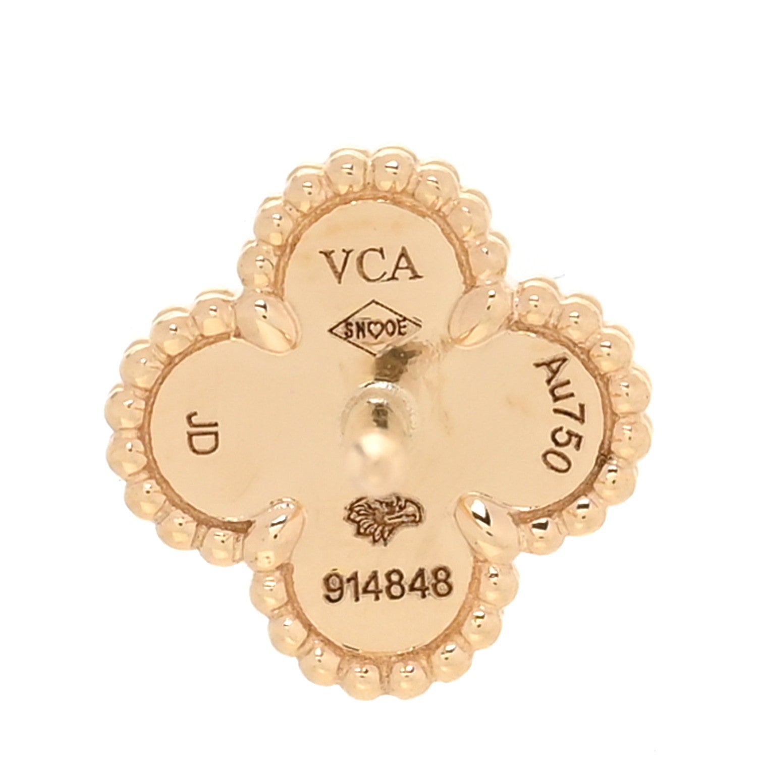 Van Cleef & Arpels 18K Yellow Gold Mother of Pearl Sweet Alhambra Earrings 4 of 4