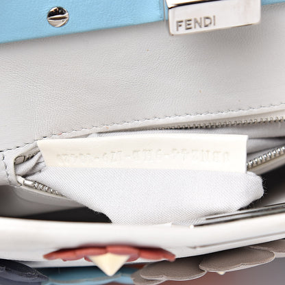 Fendi Nappa Flowerland Mini Peekaboo Iconic Satchel White Ice Multicolor 8 of 19