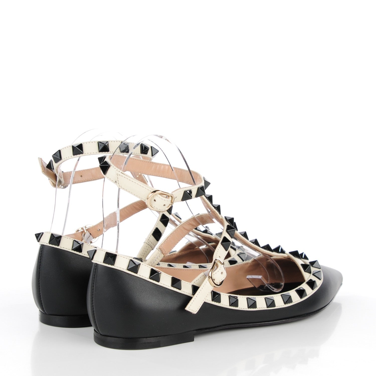 Valentino Garavani Nappa Rockstud Cage Ballerina Flats 35 Black Ivory 4 of 9