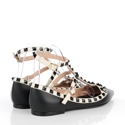 Valentino Garavani Nappa Rockstud Cage Ballerina Flats 35 Black Ivory 4 of 9