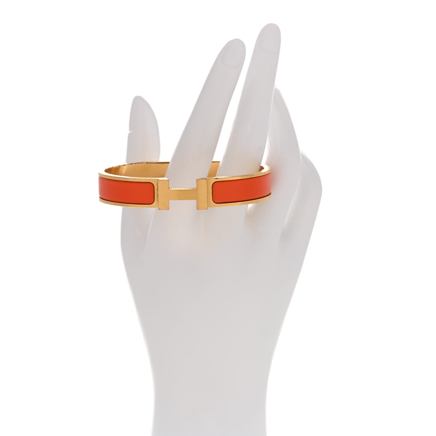 Hermes Matte Enamel Narrow Clic Clac HH Bracelet T4 Orange 2 of 5