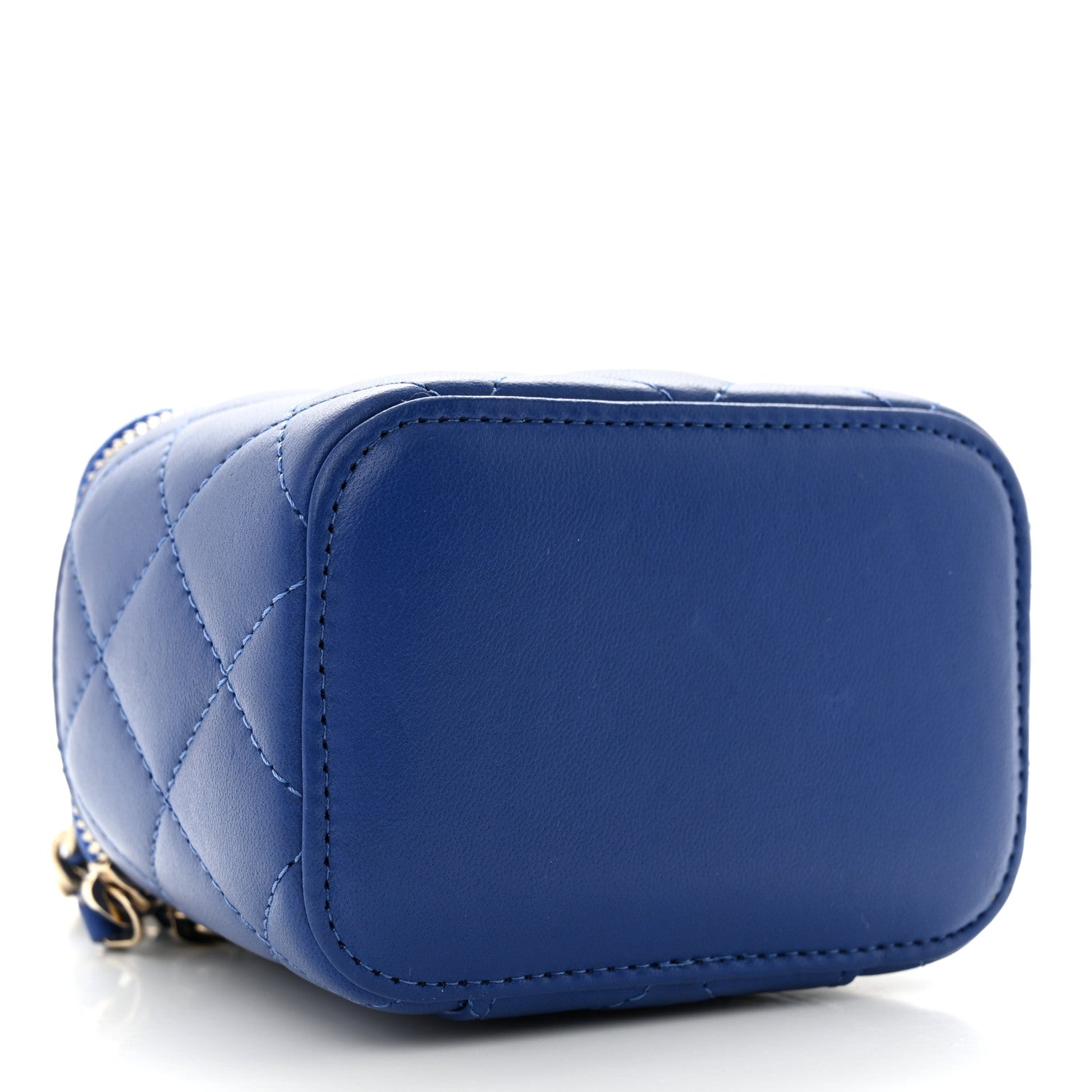 Chanel Lambskin Quilted Top Handle Mini Vanity Case With Chain Blue 4 of 11