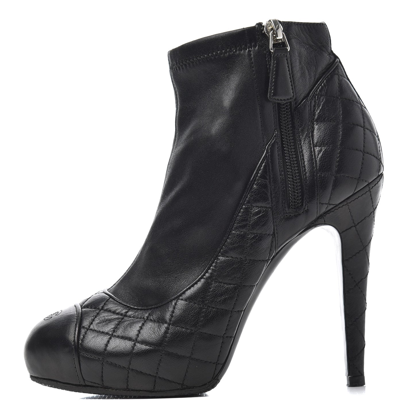 Lambskin Quilted CC Booties 37 Black