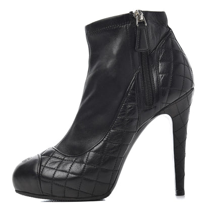 Chanel Lambskin Quilted CC Booties 37 Black 1 of 17