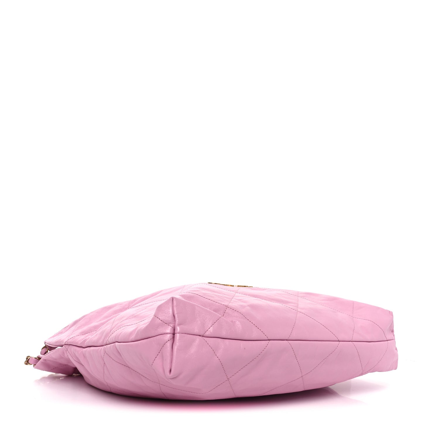 Shiny Calfskin Quilted Chanel 22 Drawstring Bag Pink