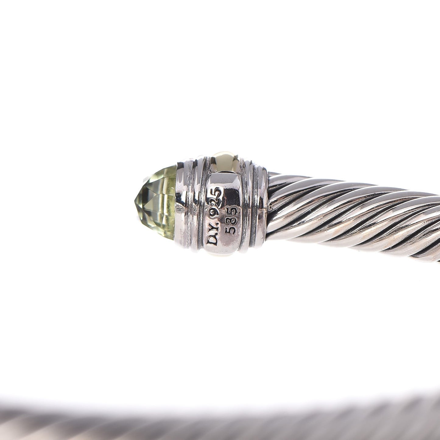 Sterling Silver 14K Yellow Gold Prasiolite 5mm Cable Classics Bracelet