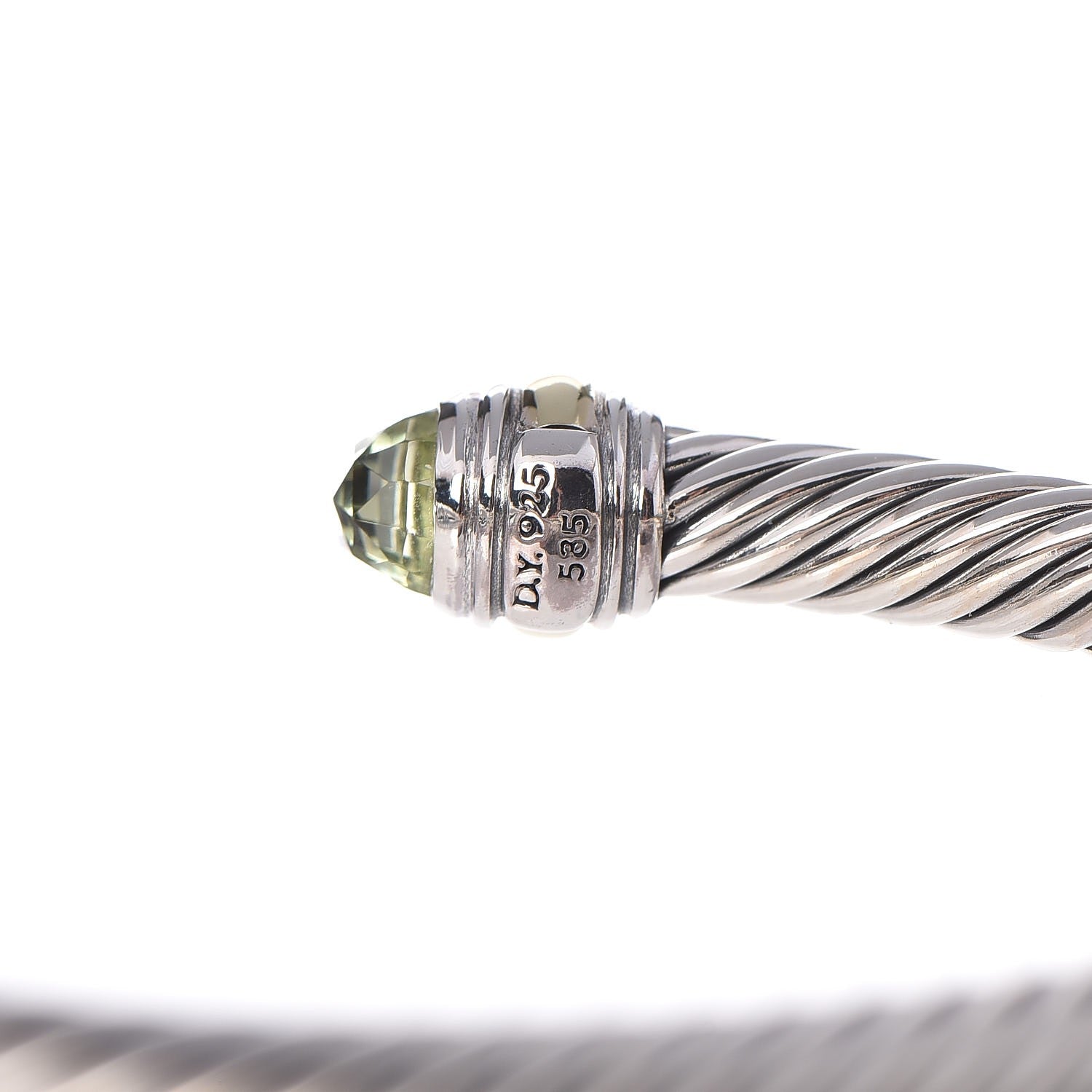 David Yurman Sterling Silver 14K Yellow Gold Prasiolite 5mm Cable Classics Bracelet 4 of 4
