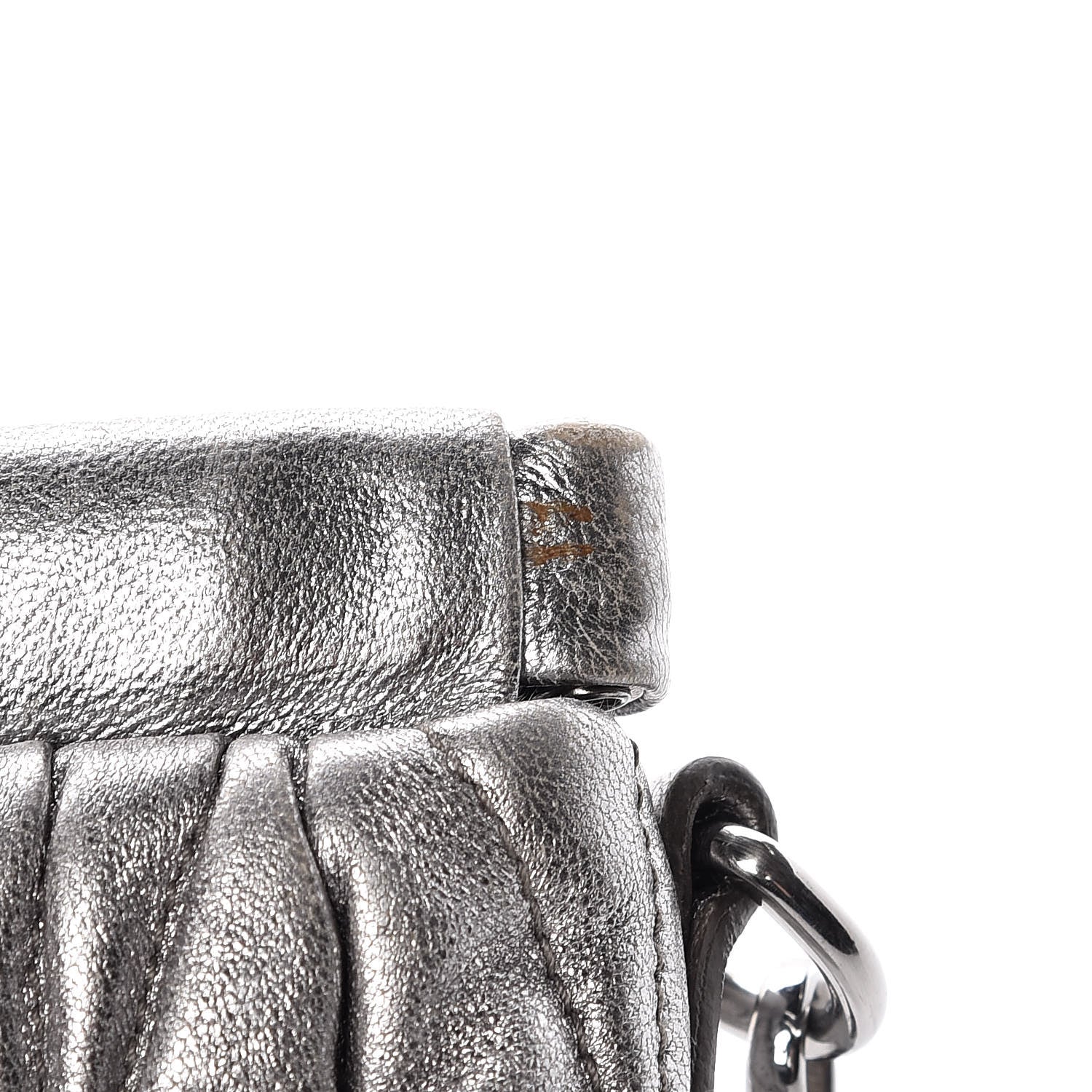 Miu Miu Metallic Nappa Matelasse Clutch Cromo 12 of 14