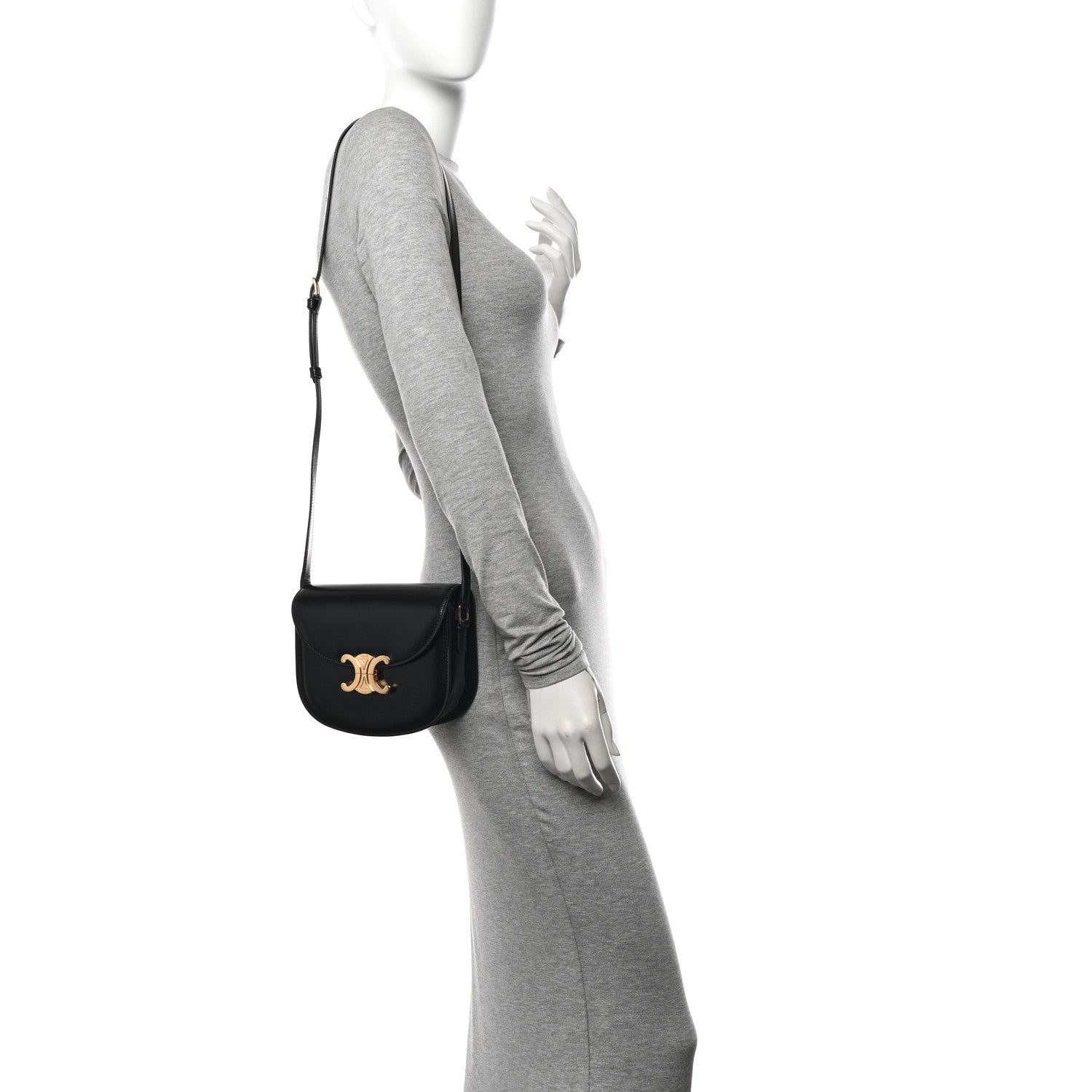 Celine Shiny Calfskin Besace Clea Triomphe Black 2 of 10
