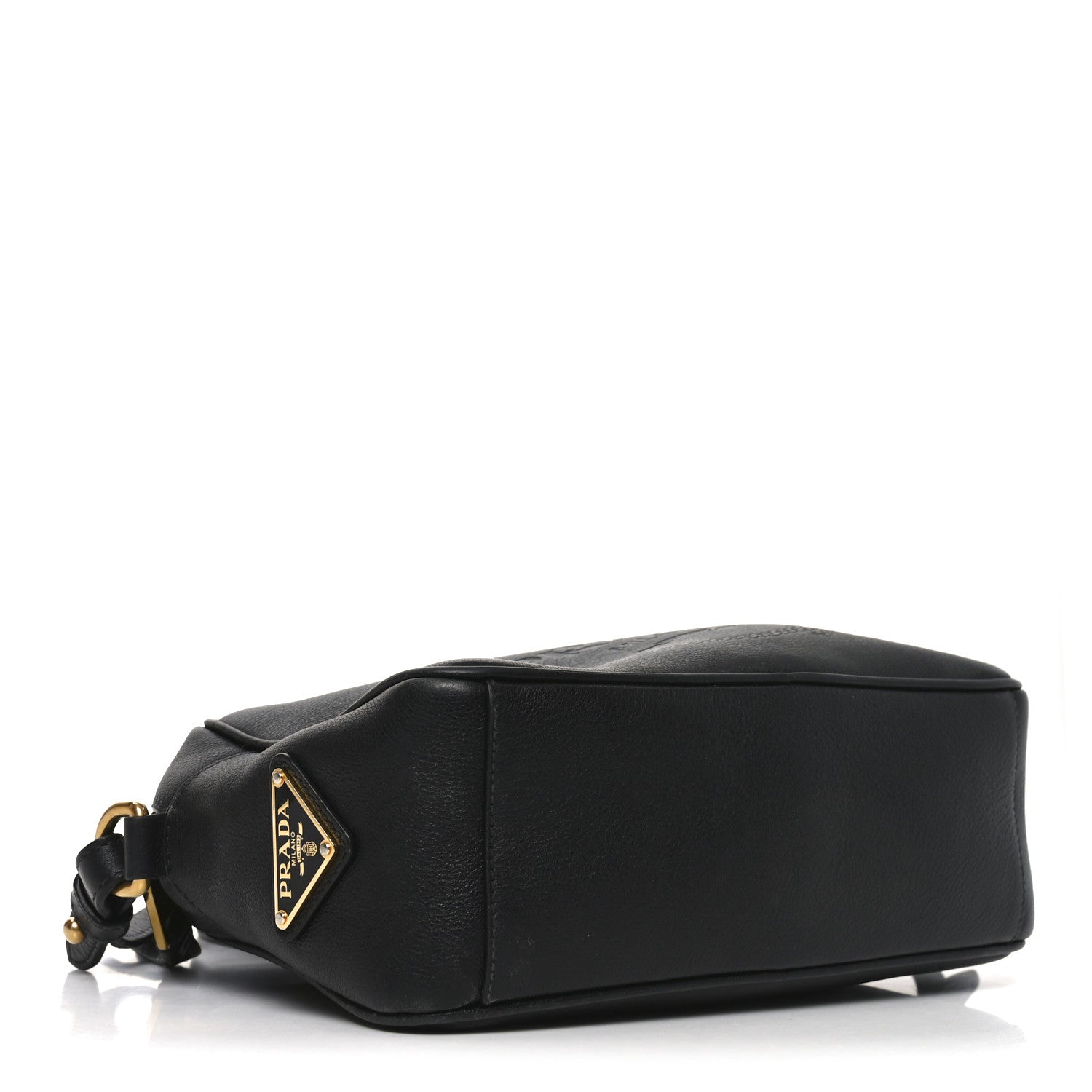 Prada Glace Calfskin Embossed Logo Crossbody Black 4 of 11