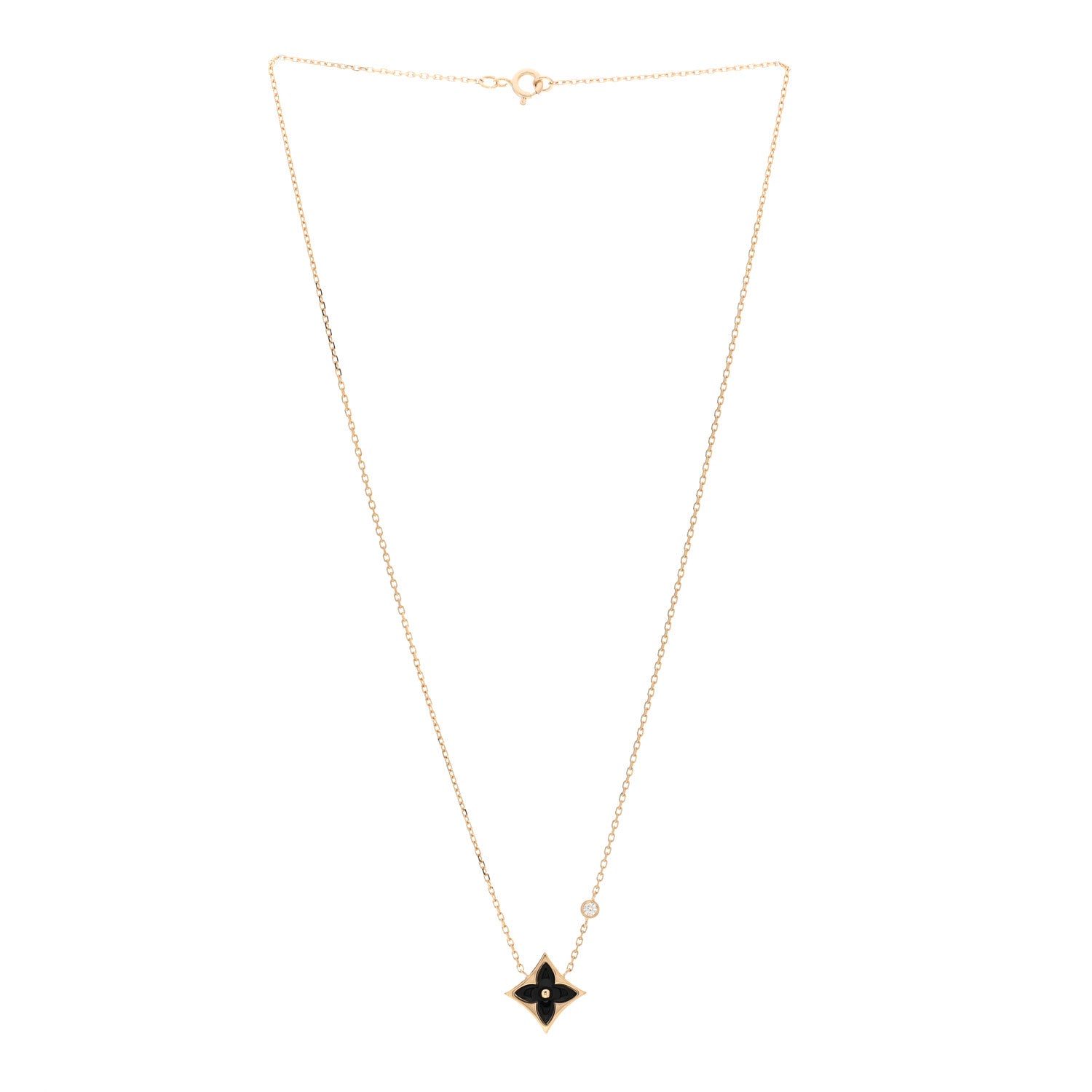 Louis Vuitton 18K Yellow Gold Diamond Black Onyx Color Blossom BB Star Pendant Necklace 3 of 5