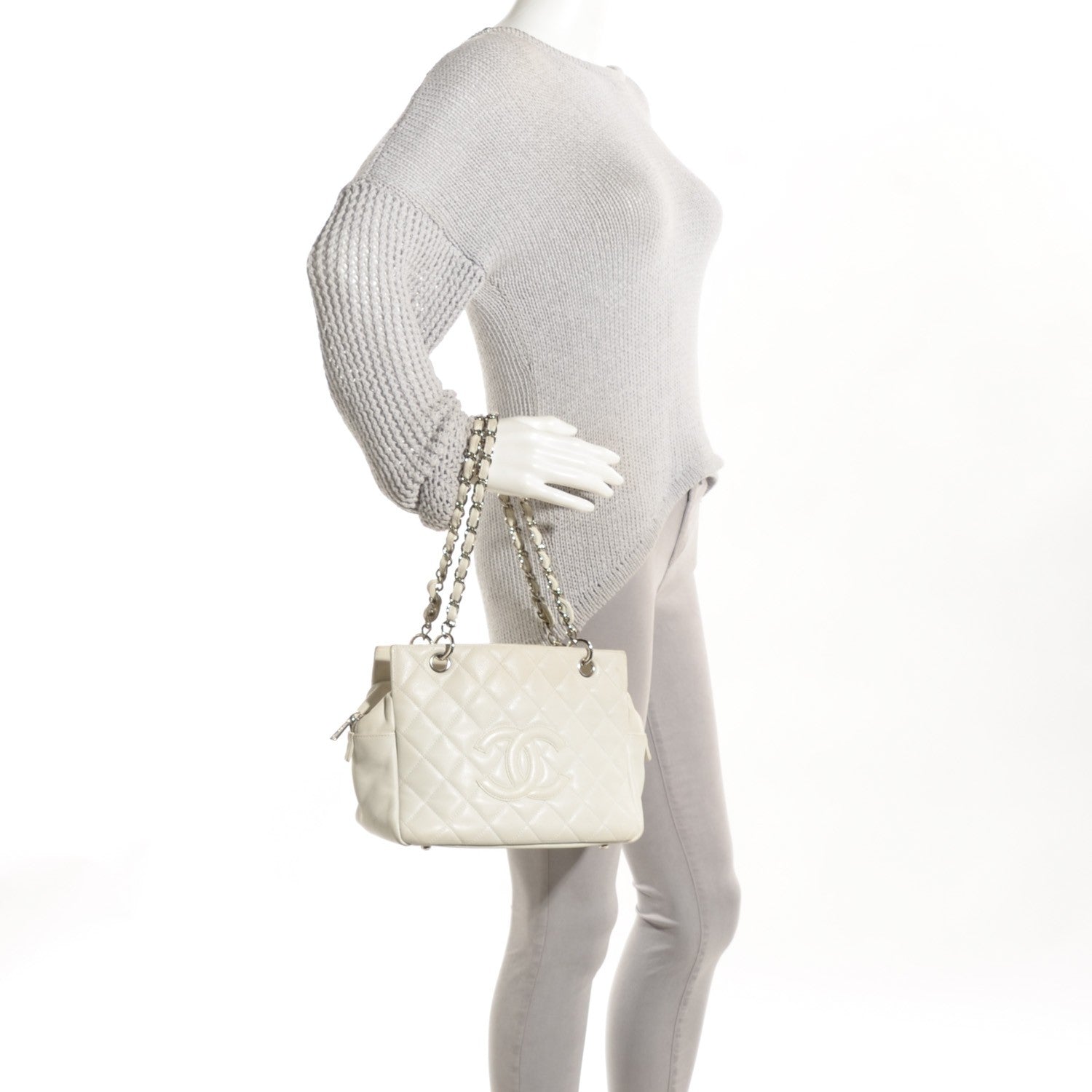 Chanel Caviar Quilted Petit Timeless Tote PTT White 4 of 11