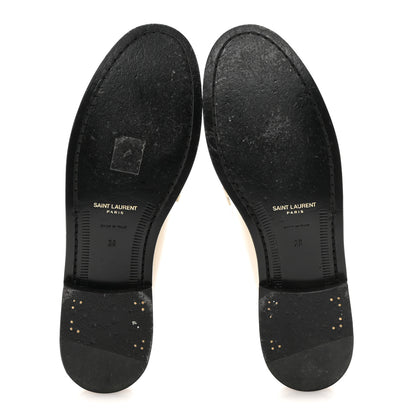 Saint Laurent Calfskin Penny Loafers 38 Pearl 6 of 10