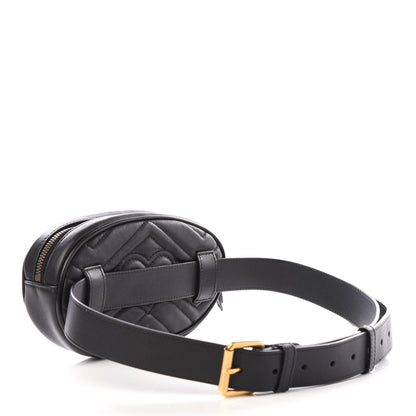 Gucci Calfskin Matelasse GG Marmont Belt Bag 85 34 Black 2 of 9
