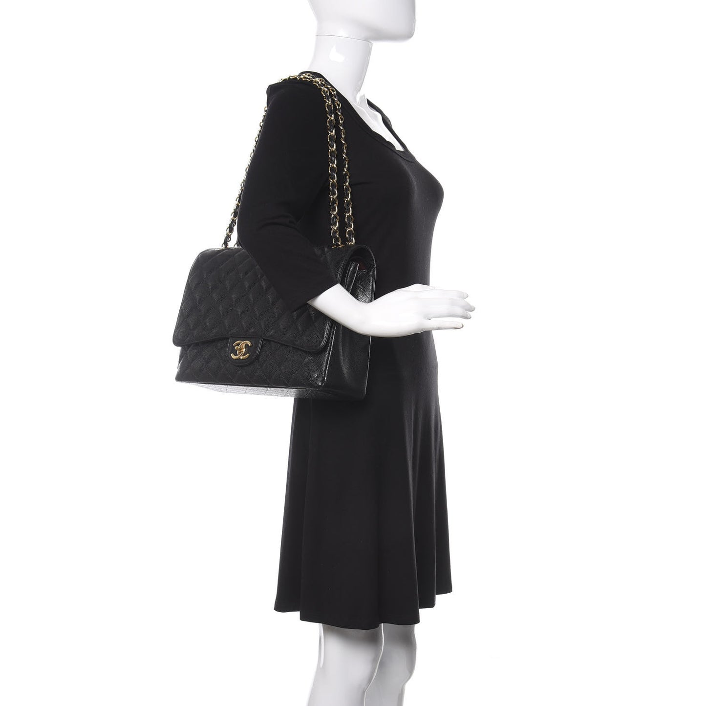 Caviar Quilted Maxi Double Flap Black