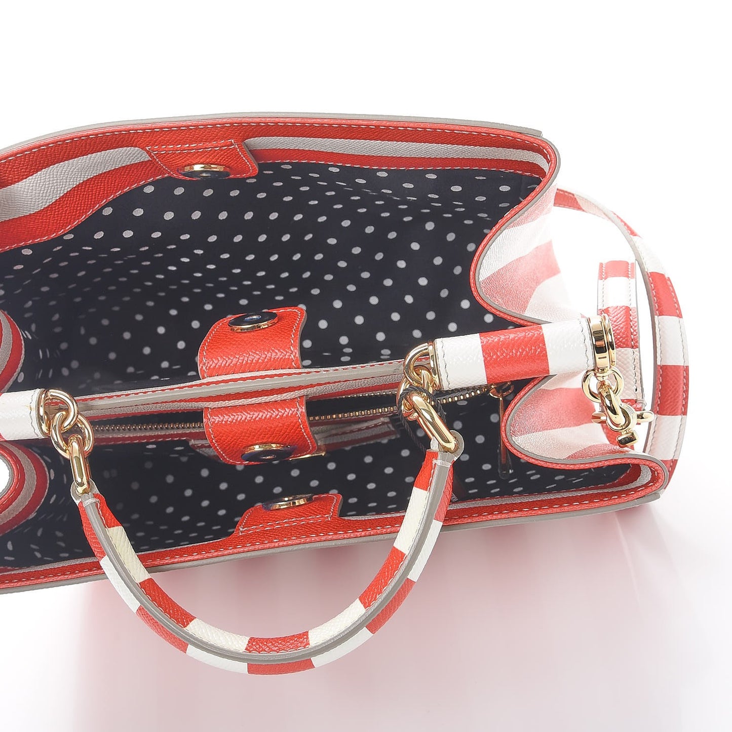 Dauphine Striped Top Handle Satchel Red White
