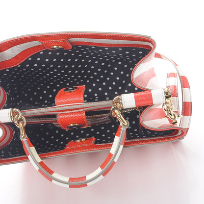 Dolce & Gabbana Dauphine Striped Top Handle Satchel Red White 6 of 8