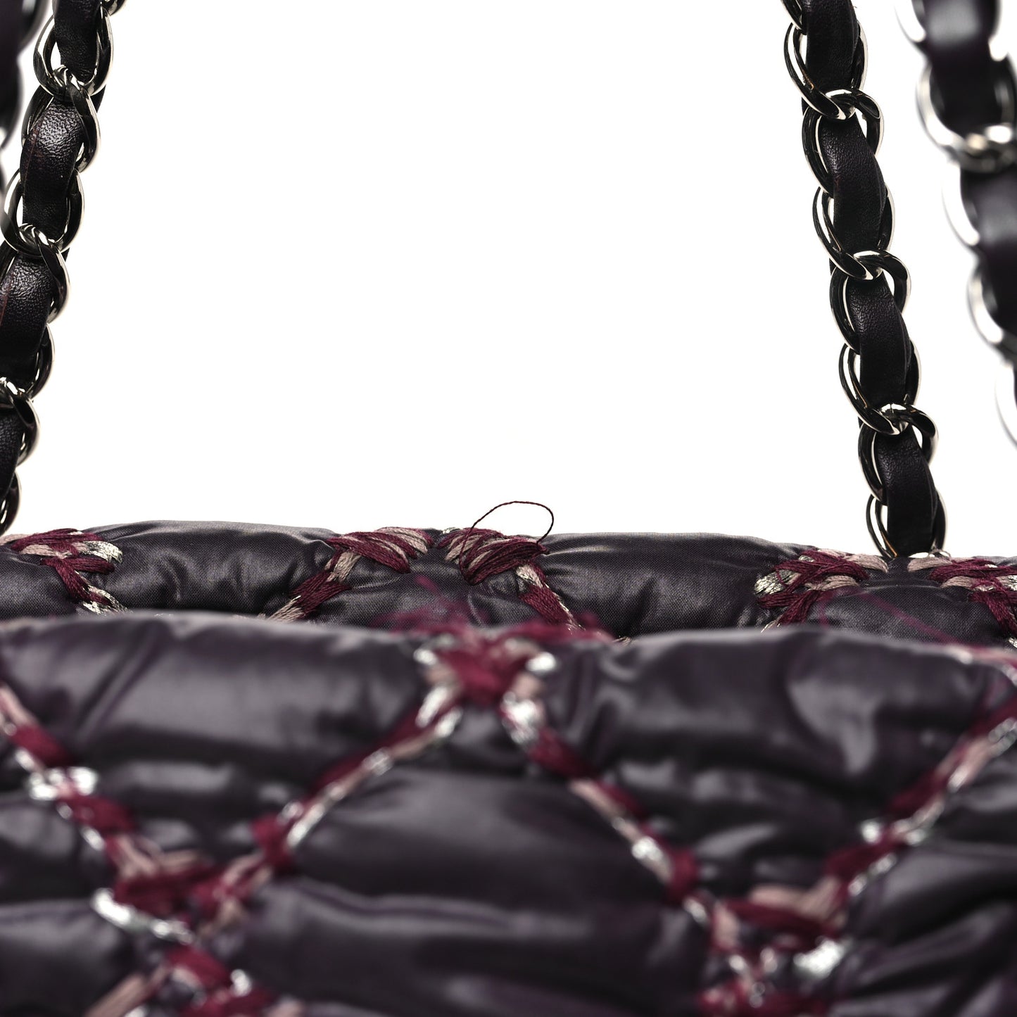 Nylon Quilted Tweed Stitch Bubble Camera Case Purple