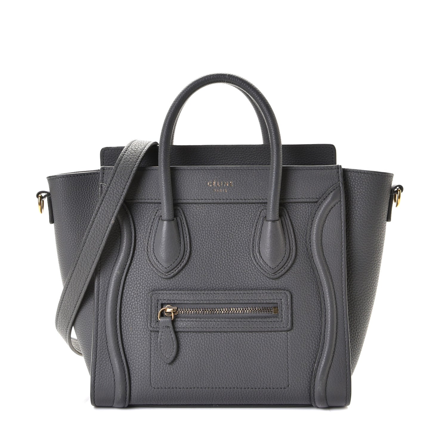 Drummed Calfskin Nano Luggage Kohl