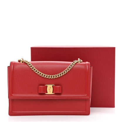 Salvatore Ferragamo Printed Calfskin Ginny Shoulder Bag Red 10 of 10