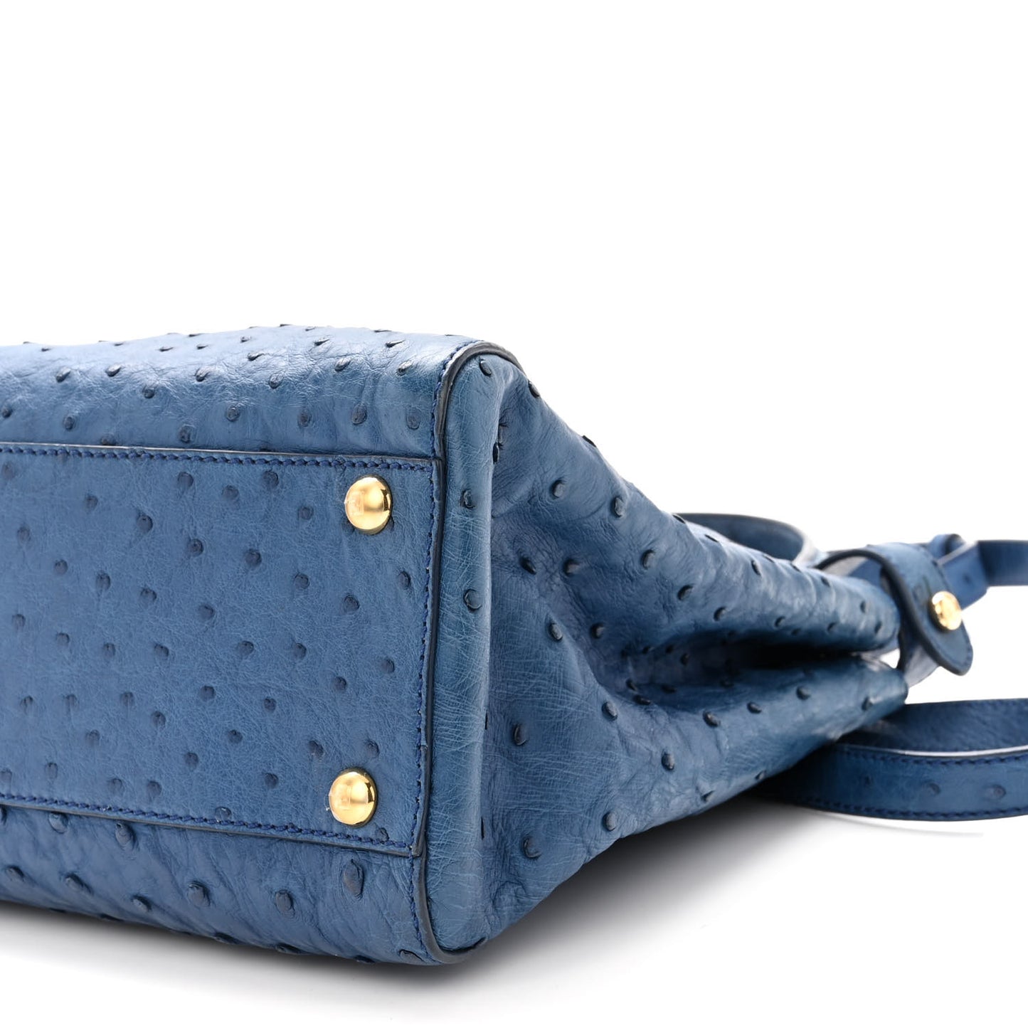 Ostrich Shiny Nappa Medium Peekaboo Iconic Satchel Blue
