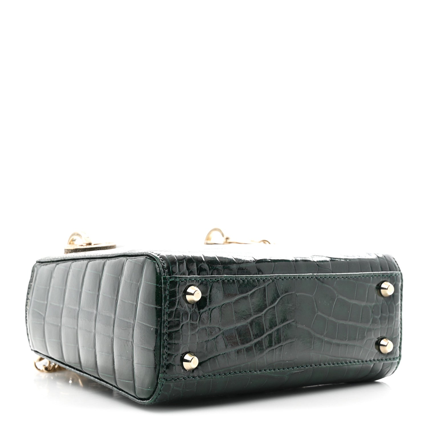 Christian Dior Alligator Crystal Mini Lady Dior Dark Green 4 of 9