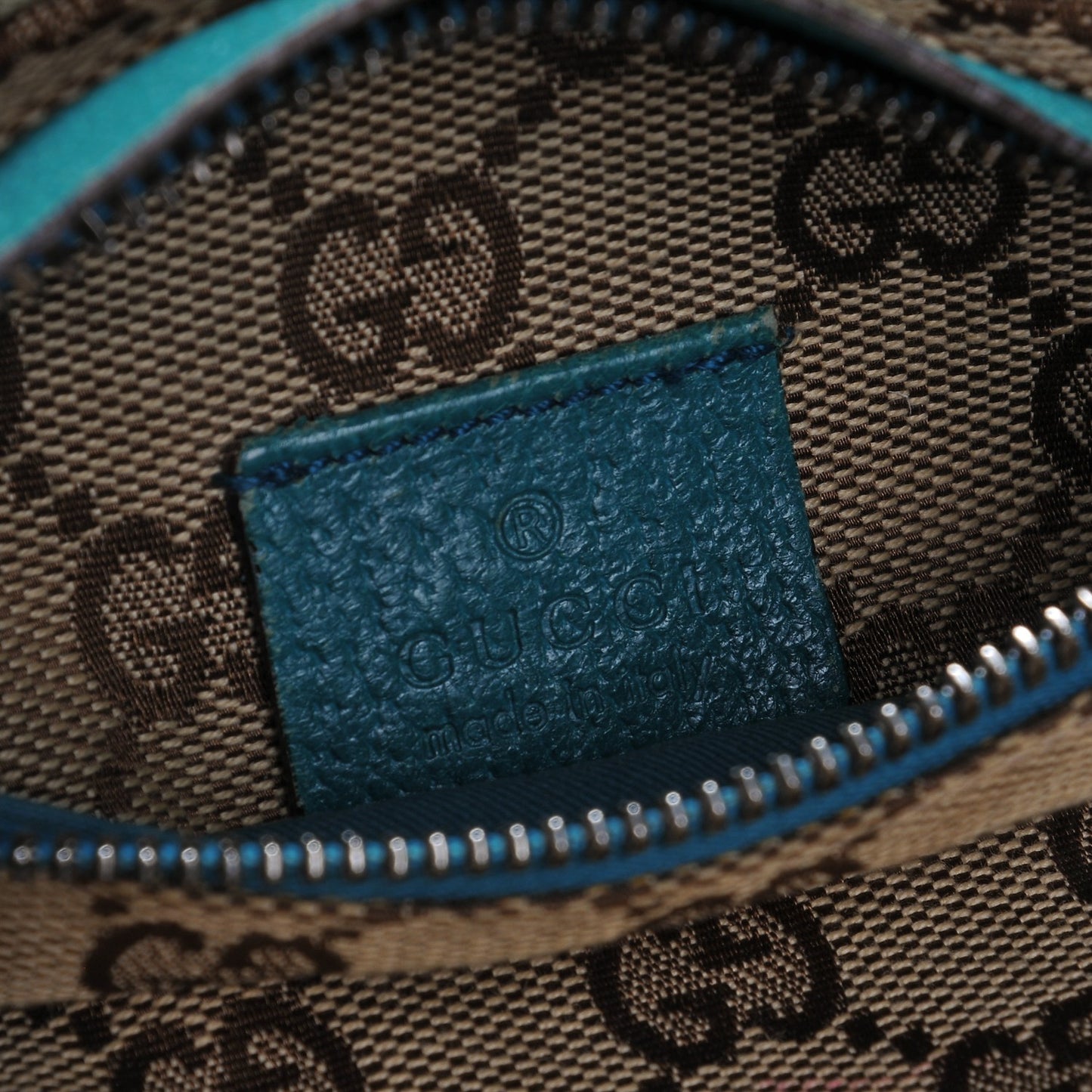 GG Monogram Web Double Pocket Belt Bag Turquoise
