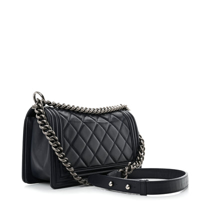 Chanel Lambskin Quilted Medium Boy Flap Navy 3 of 13