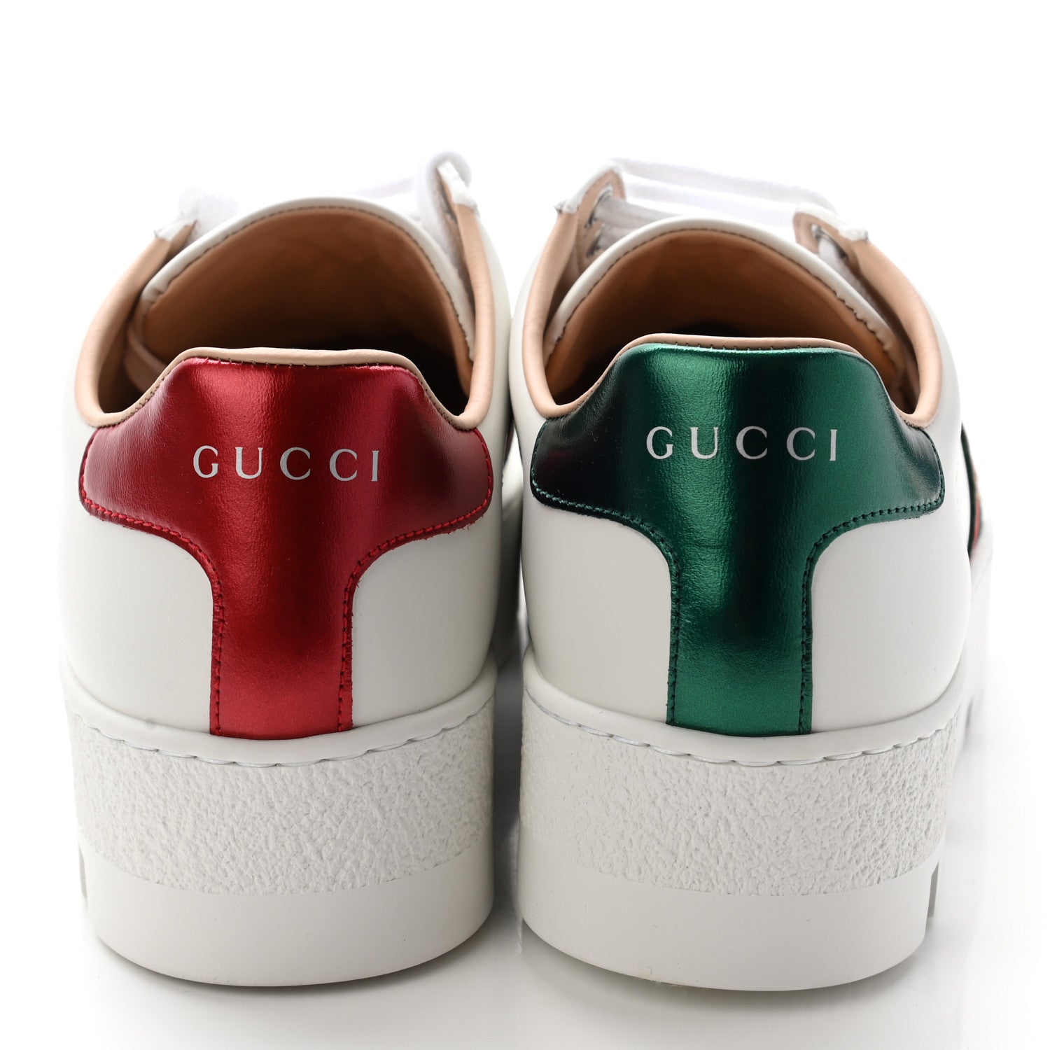 Gucci Calfskin Web Bee Embroidered Womens Ace Platform Sneakers 36 White 5 of 11