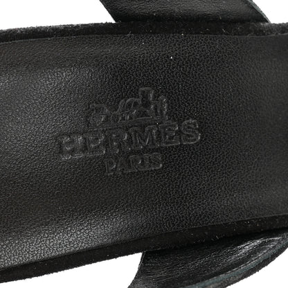 Hermes Suede Goatskin Crystal Ella 105 Sandal 35 Black 6 of 10