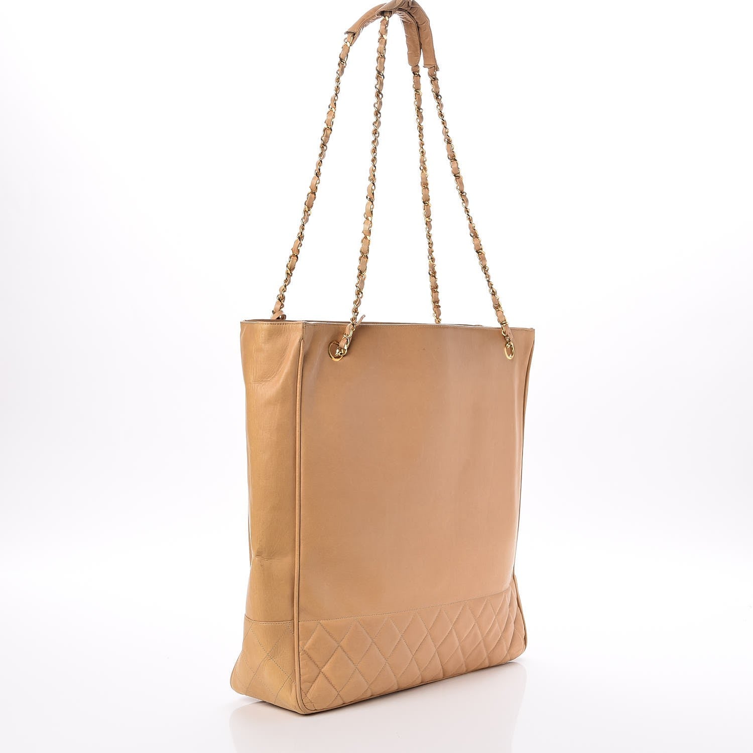 Chanel Lambskin Quilted Tote Beige 3 of 9