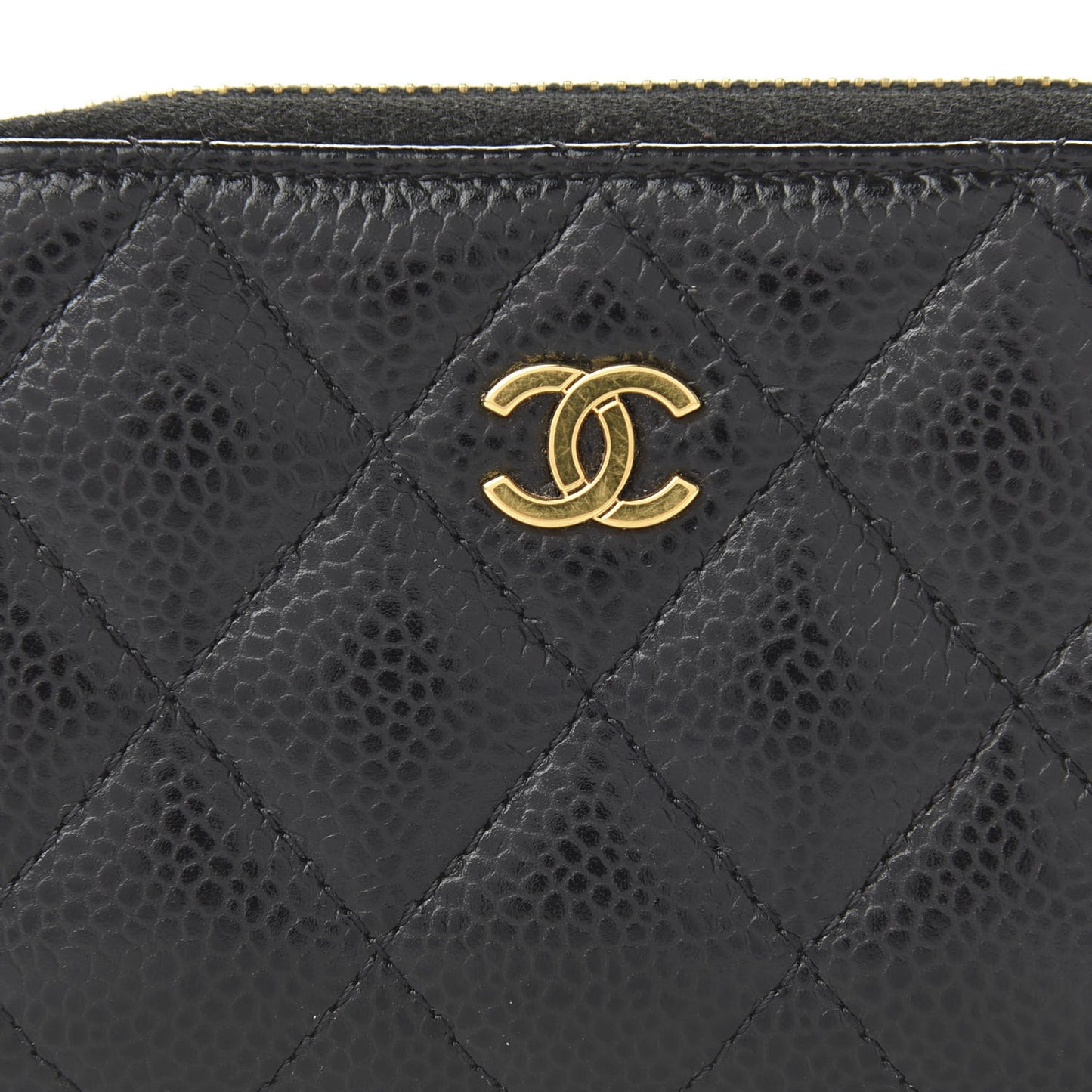 Caviar Quilted Zip Coin Purse Black