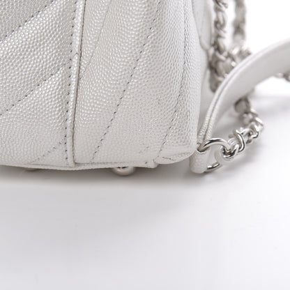 Chanel Iridescent Caviar Chevron Quilted Mini Coco Handle Flap White 11 of 13