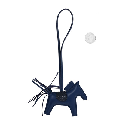Hermes Milo Lambskin Matte Alligator Touch Grigri Rodeo Horse Bag Charm PM Bleu Saphir Marine 2 of 3