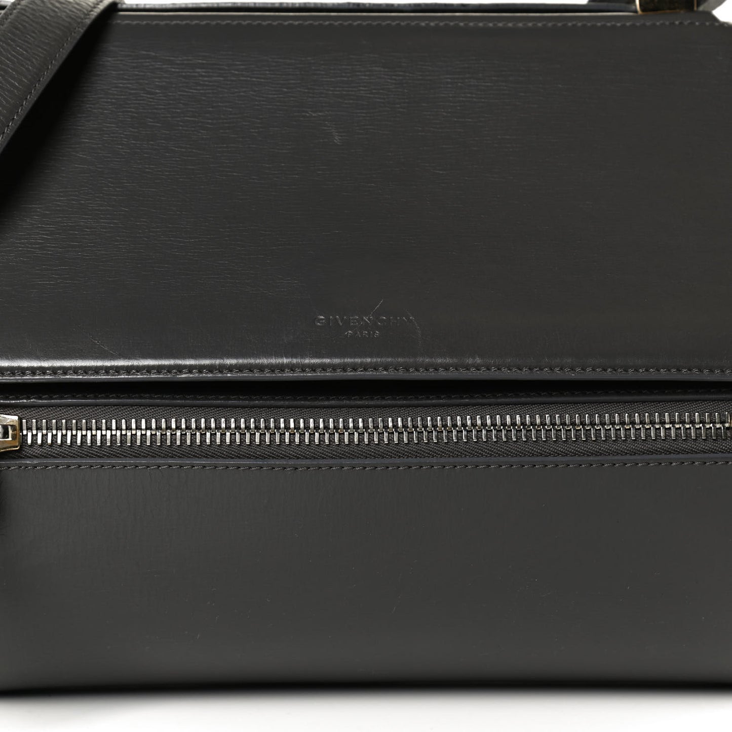 Textured Calfskin Medium Pandora Box Crossbody Bag Dark Gray