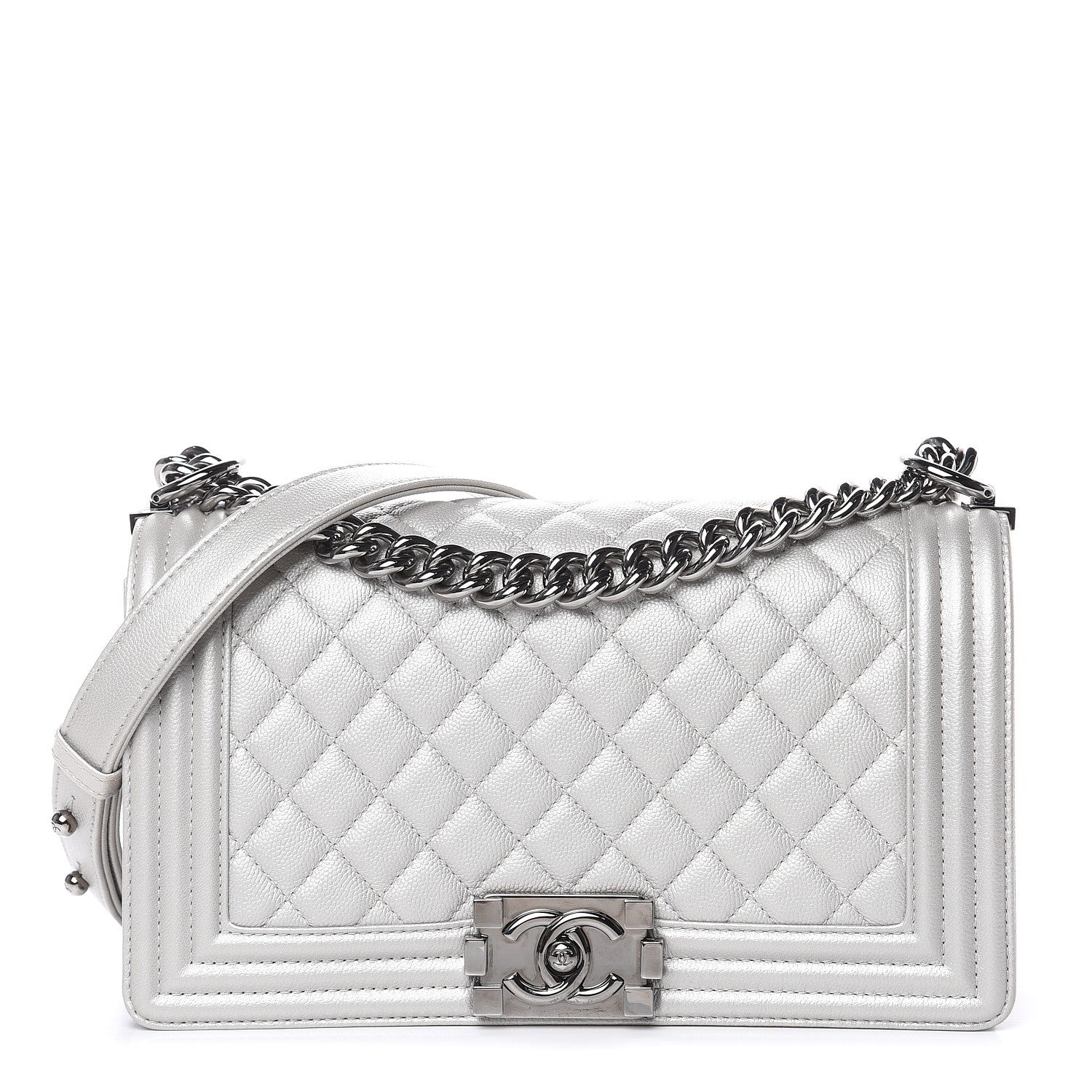 Chanel Metallic Caviar Quilted Medium Boy Flap Silver 1 of 10