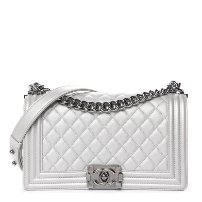 Chanel Metallic Caviar Quilted Medium Boy Flap Silver 1 of 10