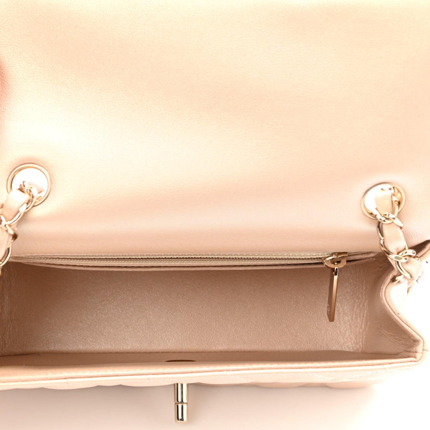 Chanel Iridescent Calfskin Quilted Mini Rectangular Flap Beige 4 of 10