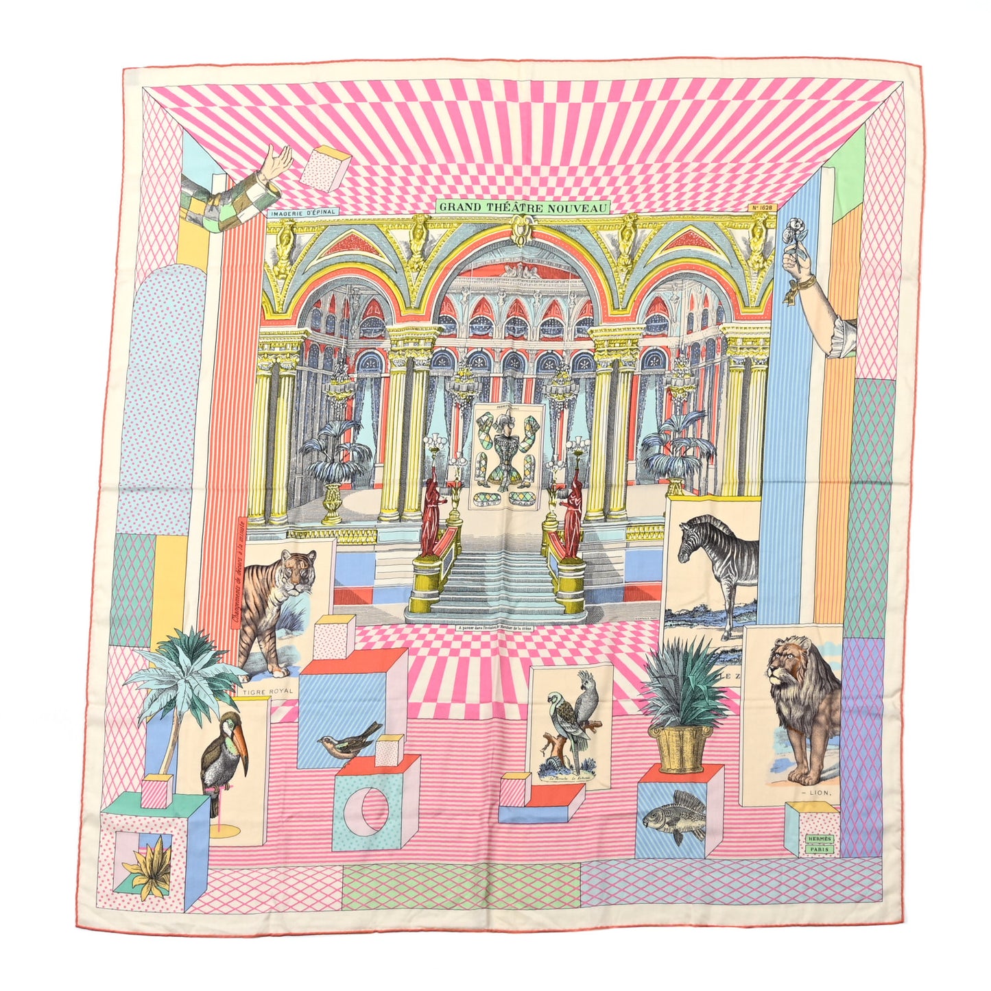 Silk Grand Theatre Nouveau Scarf 90 White Rose Jaune Pale