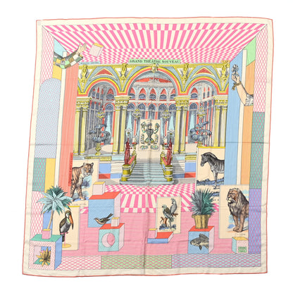 Hermes Silk Grand Theatre Nouveau Scarf 90 White Rose Jaune Pale 1 of 6