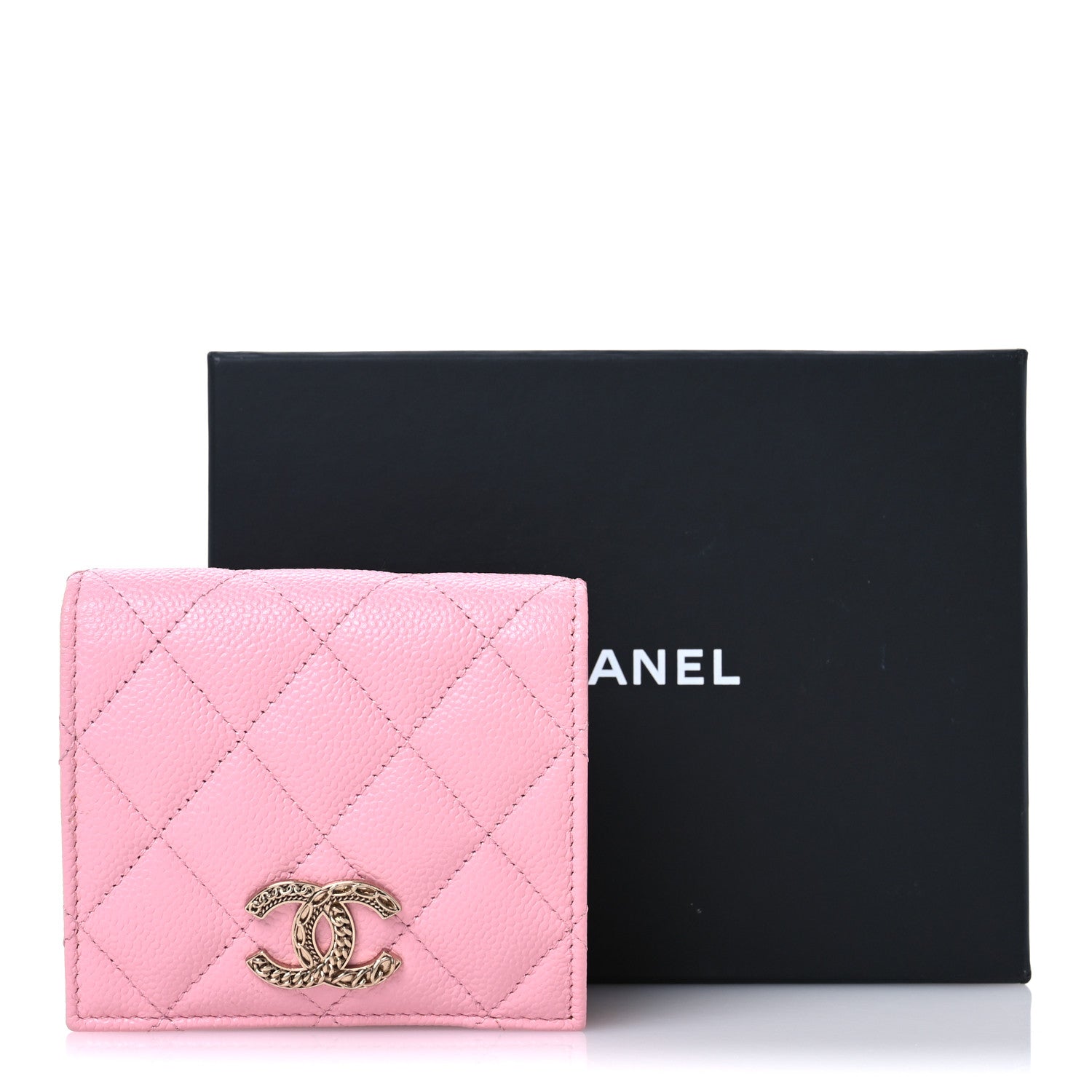 Chanel Caviar Quilted Multi Chain CC Compact Bifold Wallet Pink 9 of 9