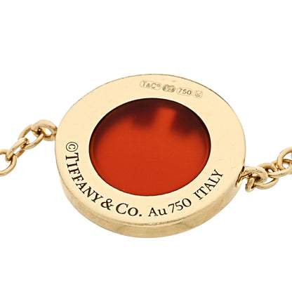 Tiffany 18K Yellow Gold Diamond Carnelian T Circle Bracelet 4 of 4